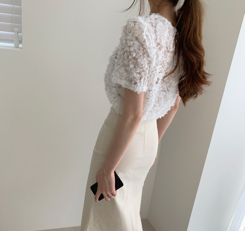 Stylish Chic Gentle Light Sexy Lace Petals Summer Short Sleeves Femme Pullovers All Match Blouses Streetwear Tops 210421