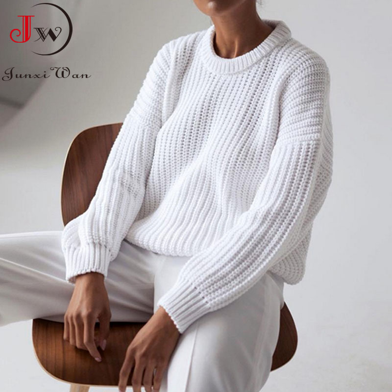 Women Sweater Autumn Winter Solid O Neck Pullover Sweaters Color Long Sleeve Elegant Knitted Jumpers Casual Tops Pull 210510