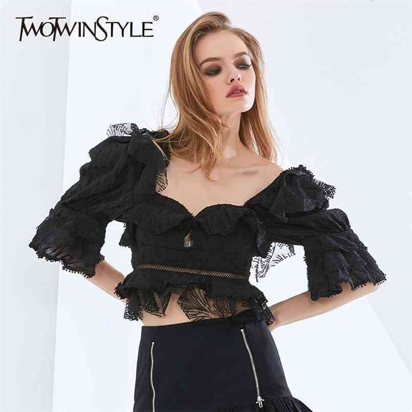 Sexy Patchwork Lace Shirt For Women Square Collar Puff Sleeve Hollow Out Short Tops Female Spring Fashion 210524, White
Sexy Patchwork Lace Shirt For Women Square Collar Puff Sleeve Hollow Out Short Tops Female Spring Fashion 210524, White
