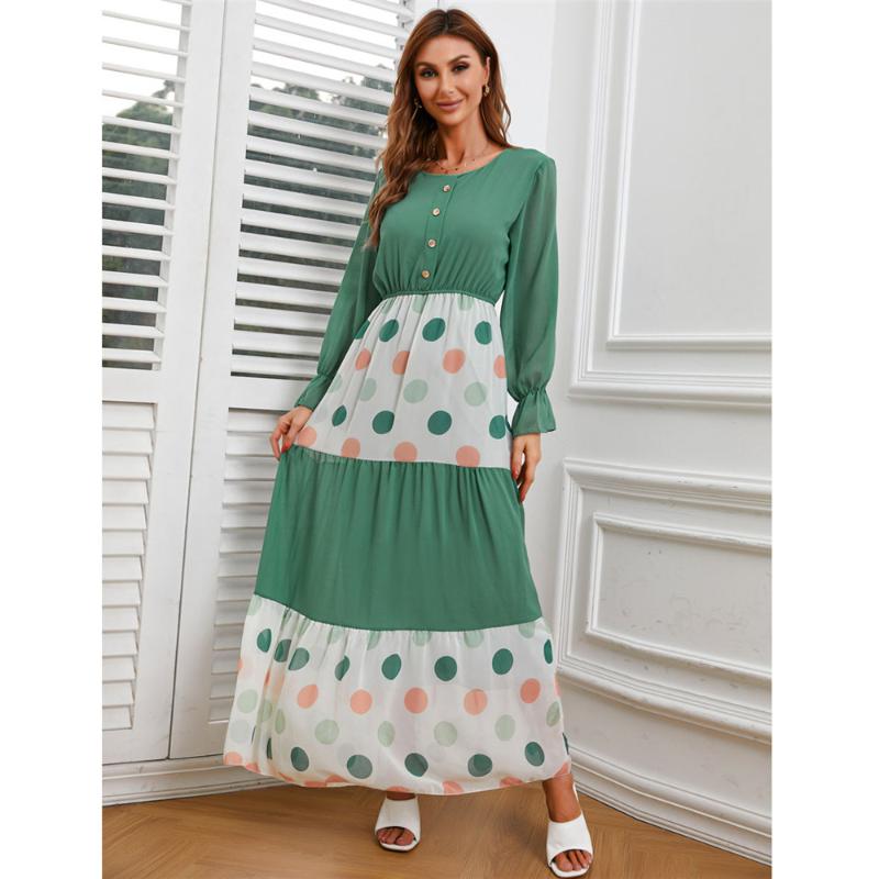 Ethnic Clothing Fashion Women Chiffon Patchwork Polka Dot Long Dress Muslim Arab Abaya Buttons Robe Casual Loose O-neck Islamic Gown Middle
Ethnic Clothing Fashion Women Chiffon Patchwork Polka Dot Long Dress Muslim Arab Abaya Buttons Robe Casual Loose O-neck Islamic Gown Middle