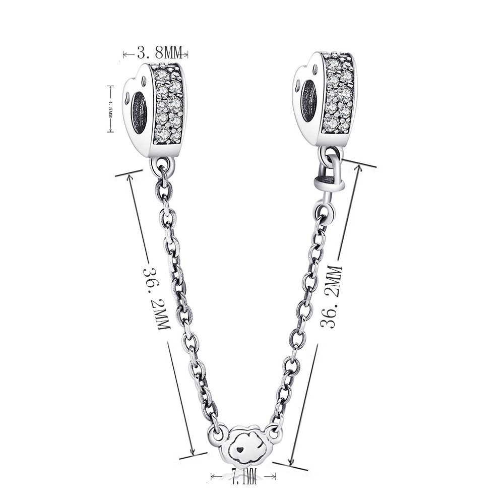 Fit Original Brand Charm Bracelet 925 Sterling Silver Hearts Mixed Cubic Zirconia Safety Chain Beads For Women Jewelry DIY Berloque