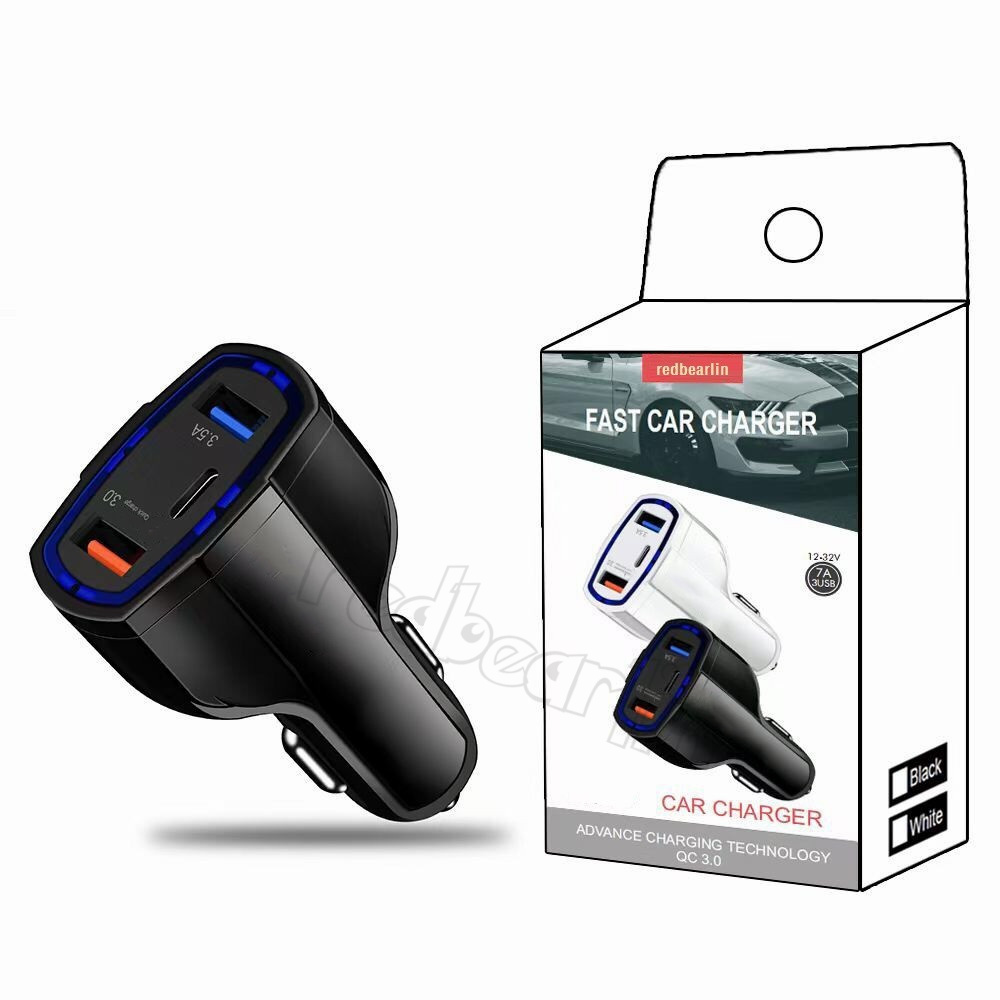 3Ports Type c PD Car Charger Fast Quick Charging 7A 35W vehicle Car Chargers USb-C Power adapter For Iphone 12 13 14 15 samsung S22 S23 htc android ph