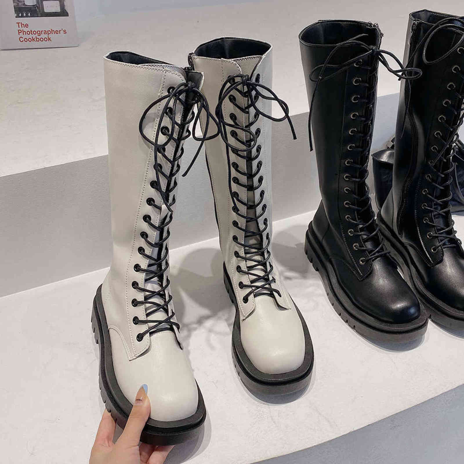 Chunky Platform Pu Leather Knee High Boots Women Punk Increasing Long Woman Lace Up Booties Mujer 2021 Chelsea H1115, White plush
Chunky Platform Pu Leather Knee High Boots Women Punk Increasing Long Woman Lace Up Booties Mujer 2021 Chelsea H1115, White plush