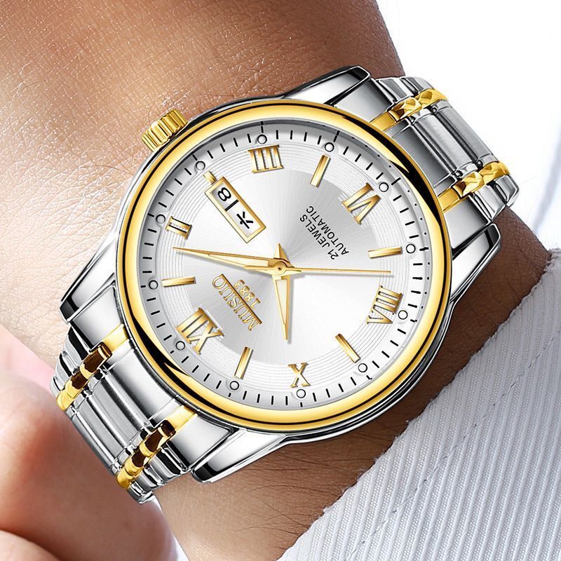 Calendar Gold Fashion Mens Watch Stainless Steel Mechanical Automatic men Watches Silver Waterproof Luminous wristwatches AAA, Slivery;brown
Calendar Gold Fashion Mens Watch Stainless Steel Mechanical Automatic men Watches Silver Waterproof Luminous wristwatches AAA, Slivery;brown