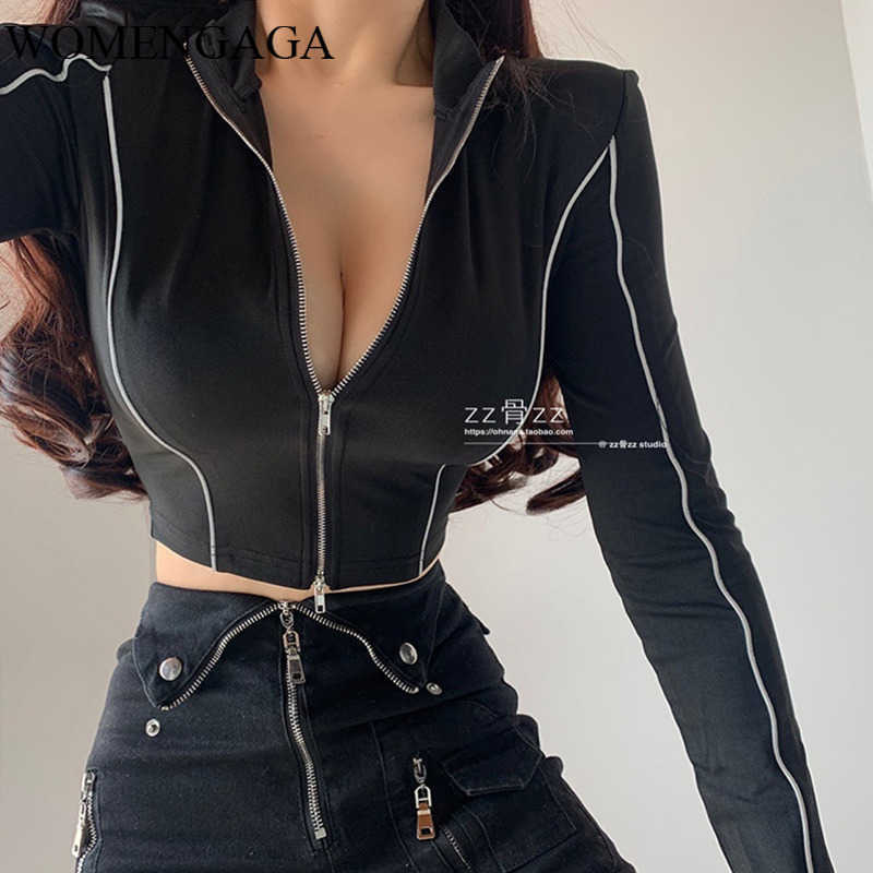 WOMENGAGA Stand Collar Casual Sports Short Navel Exposed Fitness Double Zipper Color Matching Long Sleeve Sexy T-shirt ZONO 210603, Black
WOMENGAGA Stand Collar Casual Sports Short Navel Exposed Fitness Double Zipper Color Matching Long Sleeve Sexy T-shirt ZONO 210603, Black