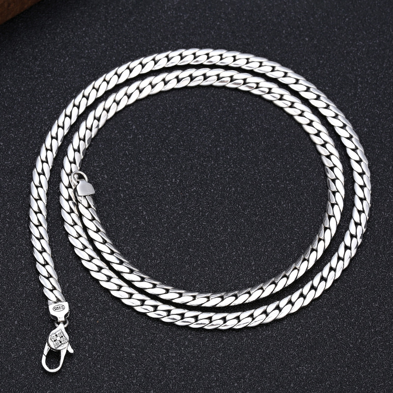 925 sterling silver link chain men's necklaces American European handmade designer punk gothic antique luxury jewelry accessories gifts