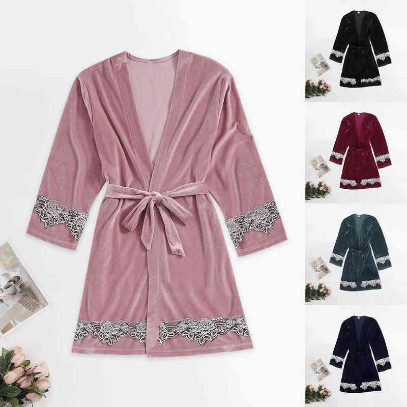 Multicolor golden velvet cardigan lace up sexy women's comfortable home clothes bathrobe 211201
Multicolor golden velvet cardigan lace up sexy women's comfortable home clothes bathrobe 211201