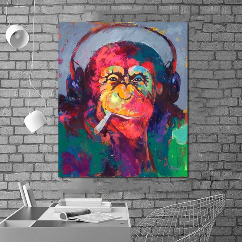 Graffiti Monkey Canvas Painting Wall Pictures For Living Room Animal Posters And Prints Modern Colorful Home Decor No Frame