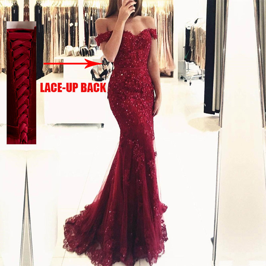 Robe femme Off the shoulder Long Dress Mermaid Evening Dress Lace Robe De Soiree longue Formal Dress abiye gece elbisesi green