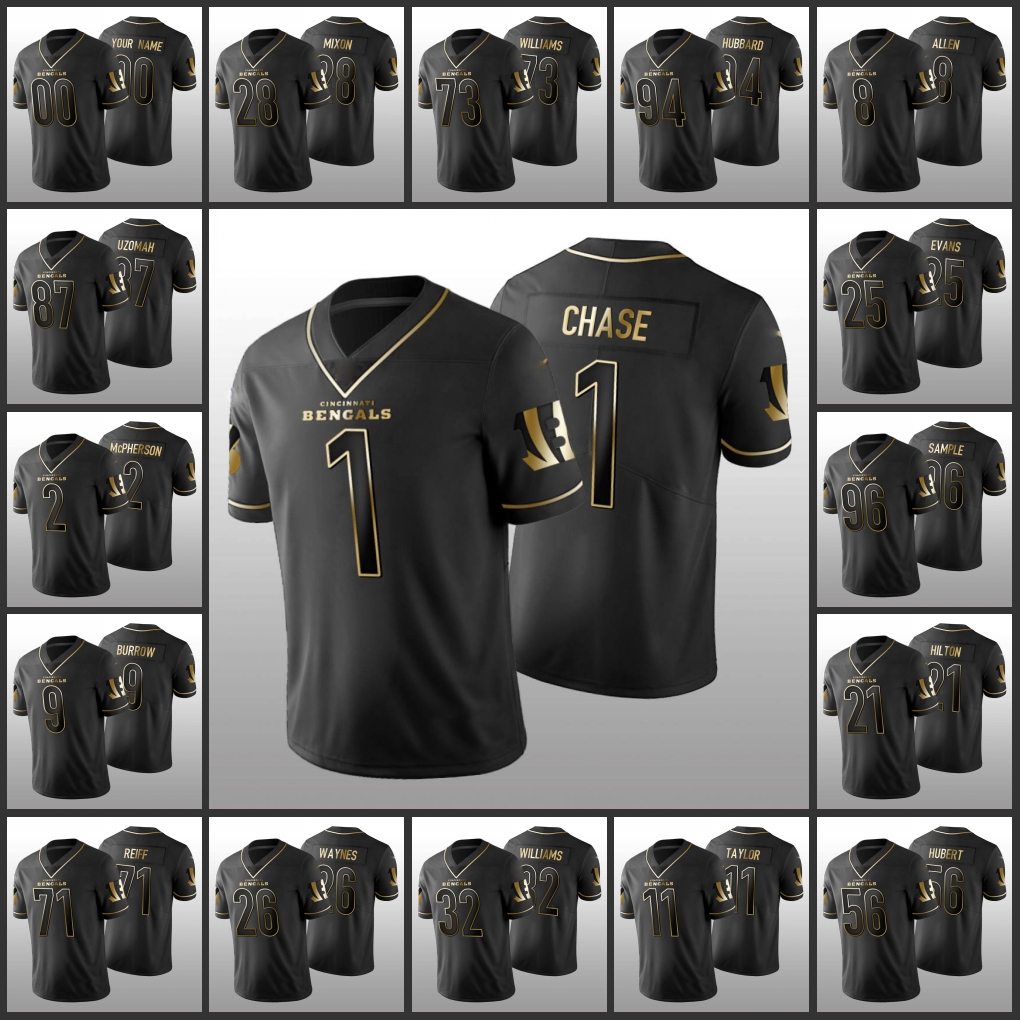 Cincinnati''Bengals''Men #28 Joe Mixon 9 Joe Burrow 1 Ja'Marr Chase 11 Trent Taylor Women Youth Custom Black Golden Edition Jersey
Cincinnati''Bengals''Men #28 Joe Mixon 9 Joe Burrow 1 Ja'Marr Chase 11 Trent Taylor Women Youth Custom Black Golden Edition Jersey
