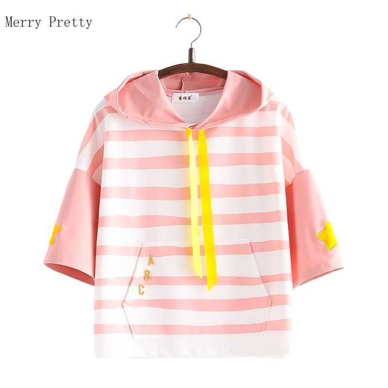 Harakuju Letter Embroidery Striped Hoodies Women Summer Half Sleeve Kawaii Hooded Sweatshirts Korean Fashion Drawstring Top 210526, Red
Harakuju Letter Embroidery Striped Hoodies Women Summer Half Sleeve Kawaii Hooded Sweatshirts Korean Fashion Drawstring Top 210526, Red