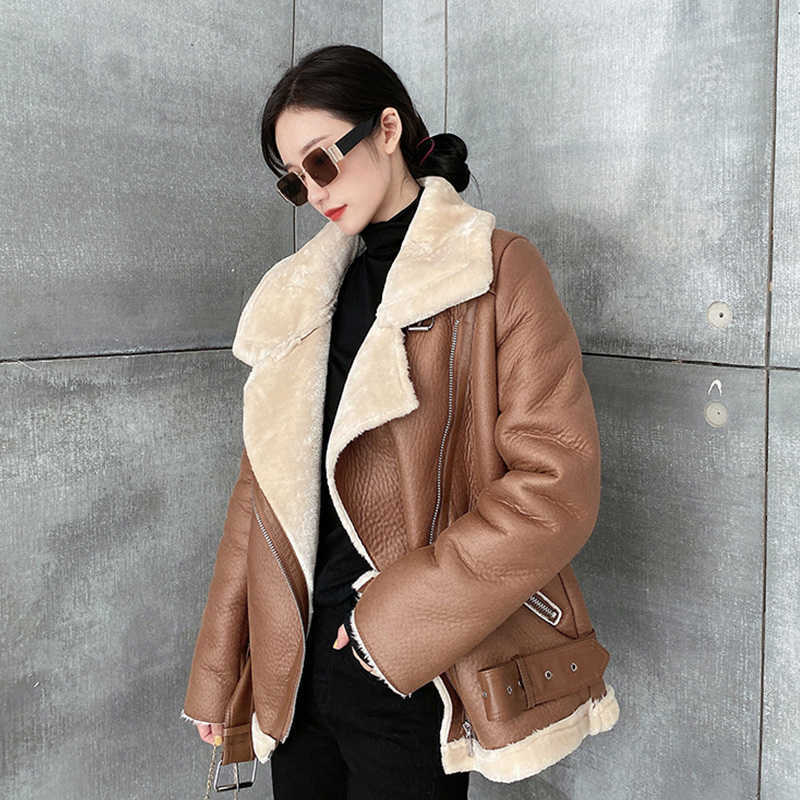 LY VAREY LIN Winter Women Warm Thick Outerwear Faux Lamb Leather Coat Moto Outwear Wool Parkas Fur Collar Zipper Jacket 210526, Pmyt-brown
LY VAREY LIN Winter Women Warm Thick Outerwear Faux Lamb Leather Coat Moto Outwear Wool Parkas Fur Collar Zipper Jacket 210526, Pmyt-brown