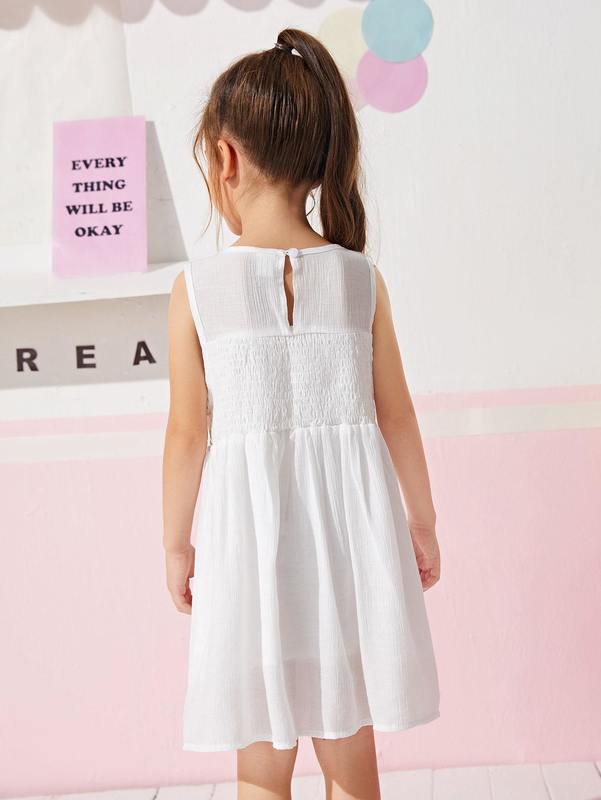 Toddler Girls Solid Shirred Waist Dress SHE