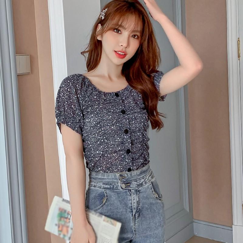 Women's Blouses & Shirts EFINNY Women's Fashion Small Floral Print Slash Neck Sexy Pleated Crop Tops Short Chiffon Shirt
Women's Blouses & Shirts EFINNY Women's Fashion Small Floral Print Slash Neck Sexy Pleated Crop Tops Short Chiffon Shirt