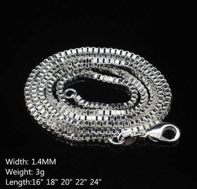 Necklaces Chains 1.4mm Chain Necklace Silver Plated Jewelry 925 Fashion Silver Necklace 16-24inch