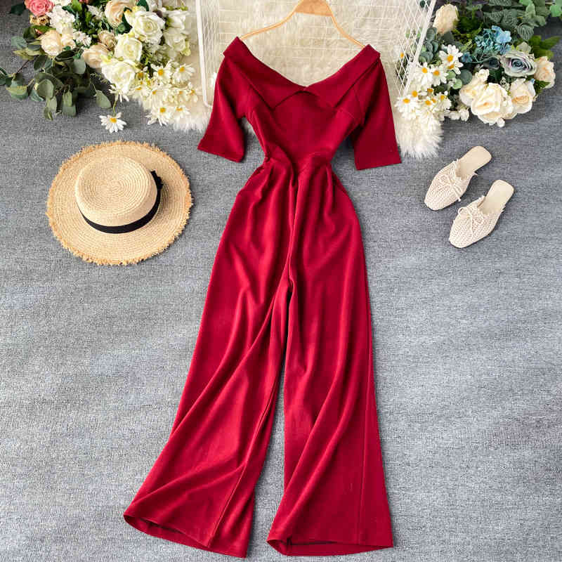 Women's Jumpsuits & Rompers Women Fashion V-neck Slim Thin, High-waist Wide-leg Lady Solid Color Elegant Overalls K886 8O03, Beige
Women's Jumpsuits & Rompers Women Fashion V-neck Slim Thin, High-waist Wide-leg Lady Solid Color Elegant Overalls K886 8O03, Beige