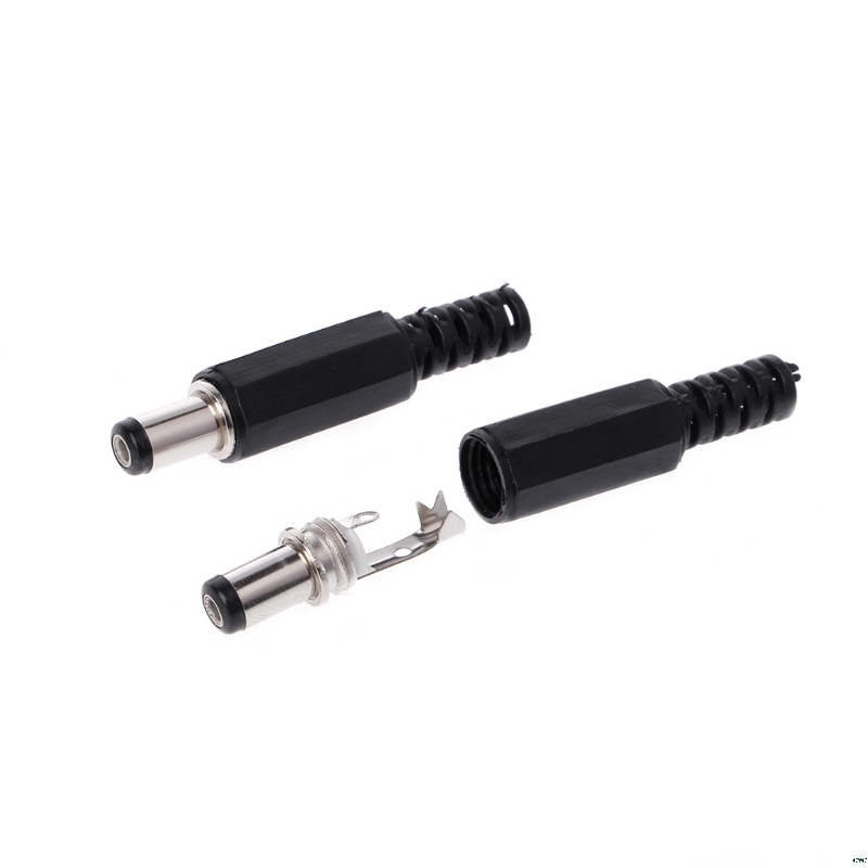 5 Pcs 5.5 Mm X 2.1 Mm Male Dc Power Plug Connector + 5 Pcs Screw Lock Female Panel Socket mount Adapter