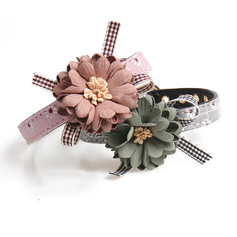 1Pc PU Leather Pet Neck Strap Adjustable Flower Shape Dog Collar Pet Products Small Dog Leads Cat Bow tie