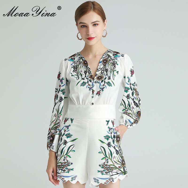 Fashion Designer Set Spring Summer Women's V-neck Long sleeve Indie Folk Floral Print Blouses Tops+Shorts Two-piece set 210524, White
Fashion Designer Set Spring Summer Women's V-neck Long sleeve Indie Folk Floral Print Blouses Tops+Shorts Two-piece set 210524, White