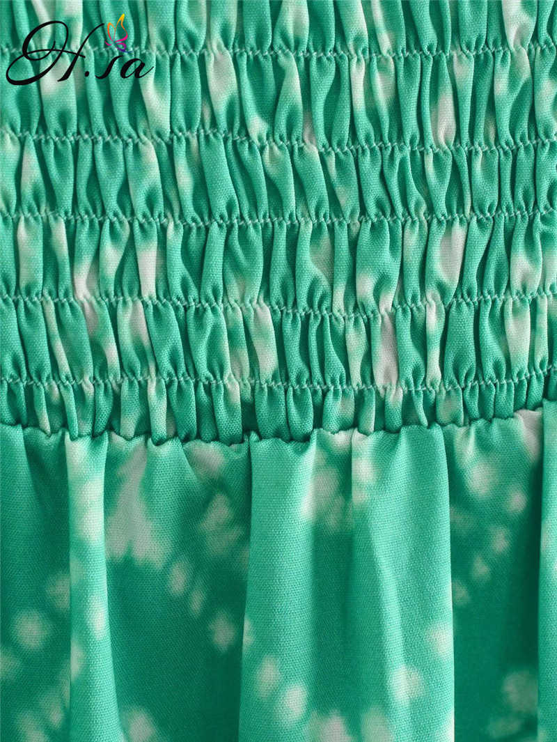 Hsa European Fashion Women Summer Long Maxi Vestidos Cascading Ruffles Pleated Party Robe Green Floral Beach Holiday Dress 210716