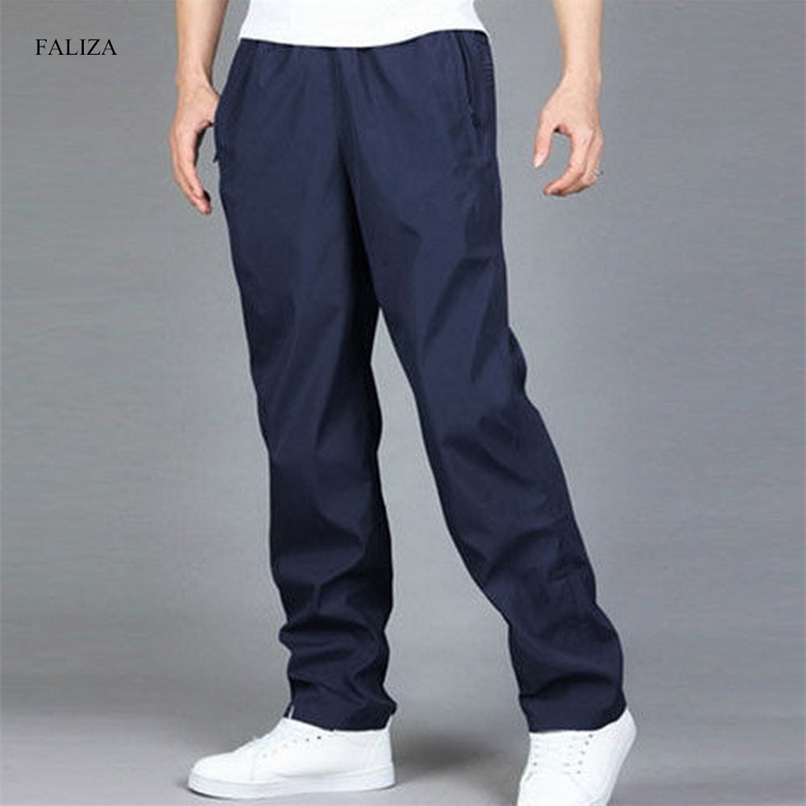 FALIZA Mens Casual Pants Breathable Quick Dry Loose Wide Leg Trousers Spring Autumn Male Pantalon Hombre Plus Size 6XL PA61 211119