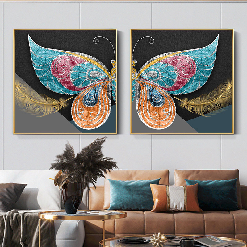 Modern Blue Butterfly Poster Wall Art Canvas Painting Abstract Animal Picture HD Prints For Living Room Home Decor No Frame