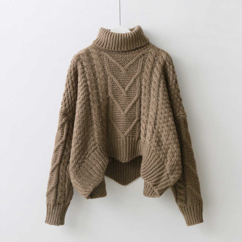 H.SA Women Turtleneck Sweater And Pullovers Spring Winter Harajuku Tops Thick Warm Crop Sweaters Jumpers Twisted Pull Femme 210716