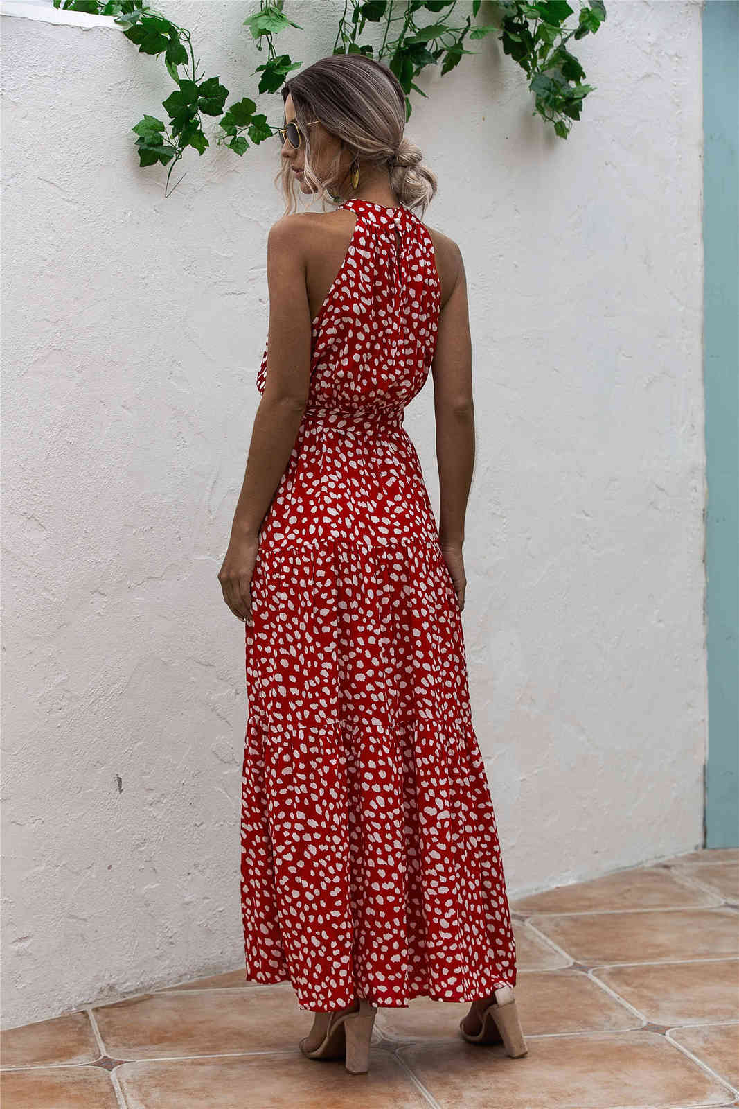 Summer Long Dress Polka Dot Casual Midi es Black Halter Strapless Yellow Sundress Vacation Clothes For Women 210623 - view 5