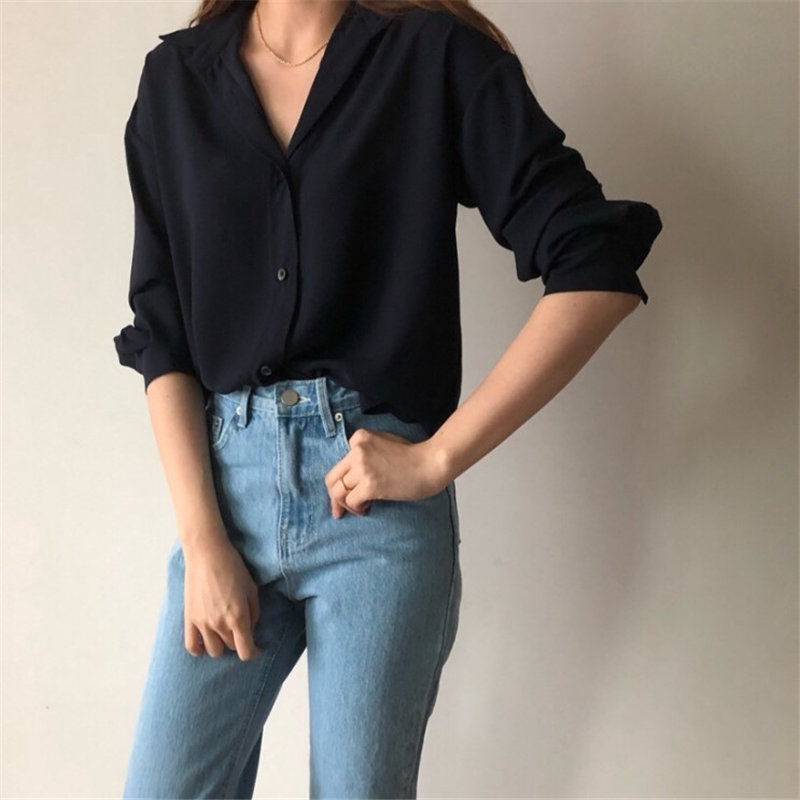 Elegance Silky All Match Minimalist Chic Women Arrival Office Lady High Quality Brief Gentle Shirts 210421