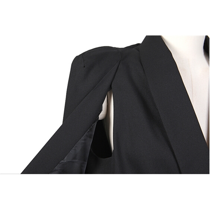 Spring Black White Women Elegant Cloak Shawl Coat OL Temperament Female Jacket 210520