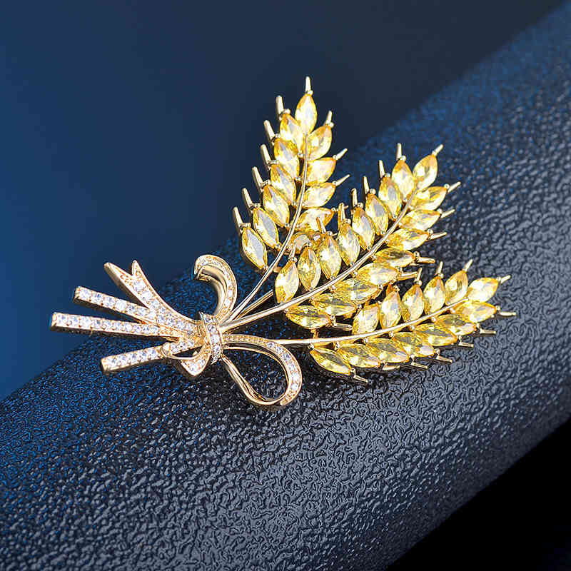Korean Wheat Ear Brooch Women's Fashion Harvest Golden Barley Elegant Dress Cheongsam Accessories