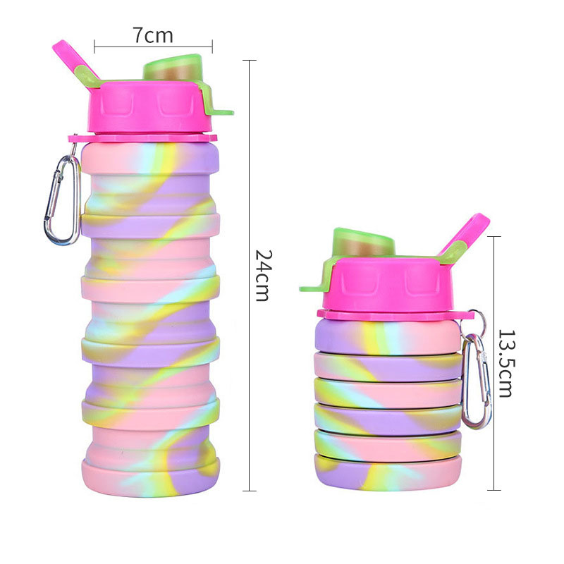 Creative Camouflage Water Bottle Silicone Fold Telescopic Tumbler Carabiner Sports Drinks Cups Portable Hiking Camping Equipment 500ML FY4515 Z260202