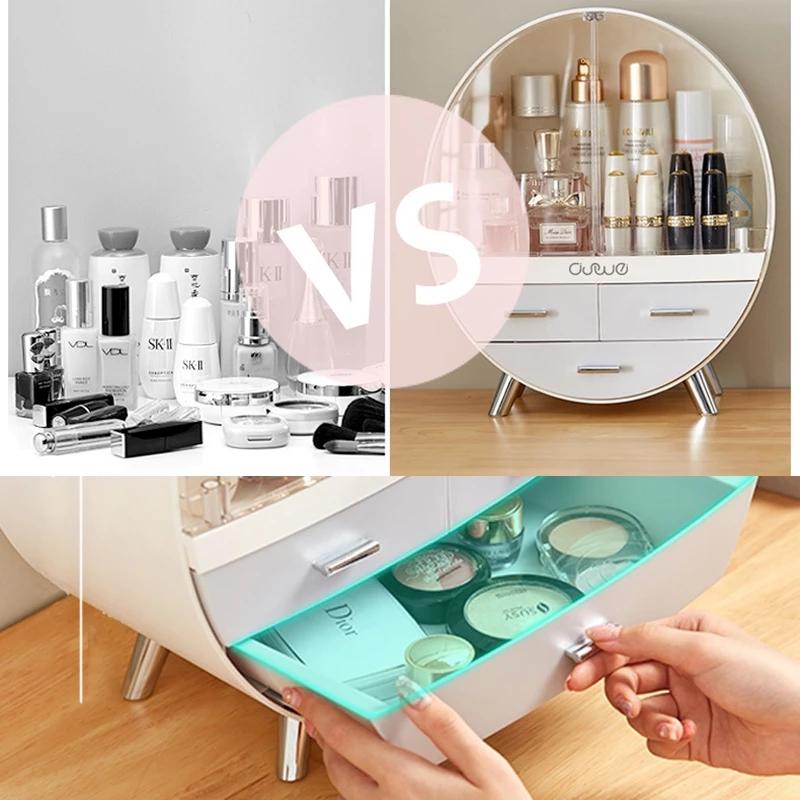 Cosmetic Bags & Cases Acrylic Transparent Box Double-door Makeup Organizer Desktop Waterproof Case Storage Boxs