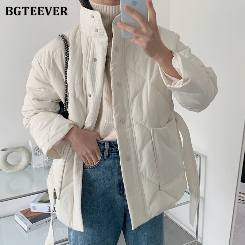 BGTEEVER Winter Thi Cotton Padded Coats Women Single-breasted Zippers Lace-up Female Parkas Stand Collar Female Jaets, Beige
BGTEEVER Winter Thi Cotton Padded Coats Women Single-breasted Zippers Lace-up Female Parkas Stand Collar Female Jaets, Beige