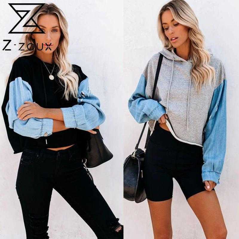 Women Hoodie Cotton Hooded Sweatshirts Pullove Denim Stitching Coat Loose Casual Hoodies Autumn 210524, Black
Women Hoodie Cotton Hooded Sweatshirts Pullove Denim Stitching Coat Loose Casual Hoodies Autumn 210524, Black