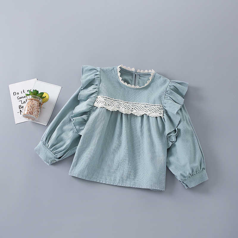 2-7 Years High Quality Spring Girl Clothing Set Fashion Casual Lace Shirt + Denim Skirt Kid Children Girls 210615