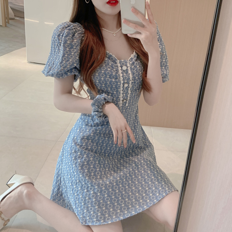 Casual Dresses Women French Vintage Sleeve Mini Floral Females Party Korean Sweet Summer 2021 Chic Robes SZXH, Blue
Casual Dresses Women French Vintage Sleeve Mini Floral Females Party Korean Sweet Summer 2021 Chic Robes SZXH, Blue
