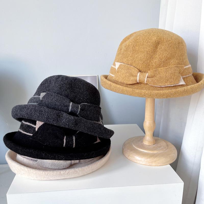 Wide Brim Hats For Women Autumn Winter Crimping Wool Felt Fedora Bow Flat Top Bucket Hat Keep Warm Cap Female 2021, Beige
Wide Brim Hats For Women Autumn Winter Crimping Wool Felt Fedora Bow Flat Top Bucket Hat Keep Warm Cap Female 2021, Beige
