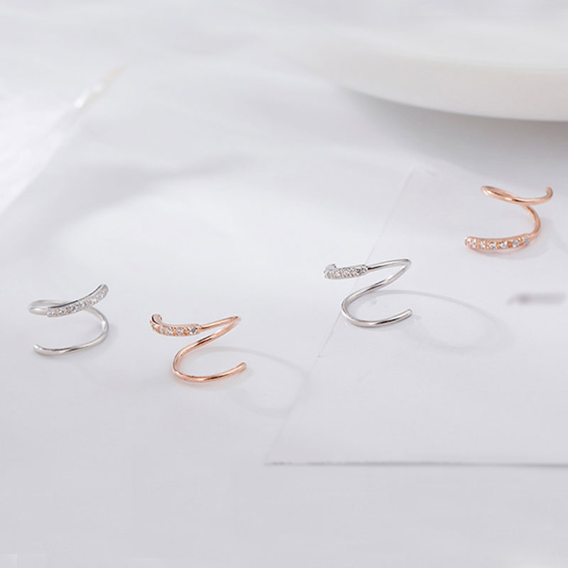 100 Real 925 Sterling Silver Spiral Stud Earrings for Women Korea Rose Gold Geometric Ear Jewelry Christmas Gifts YME592