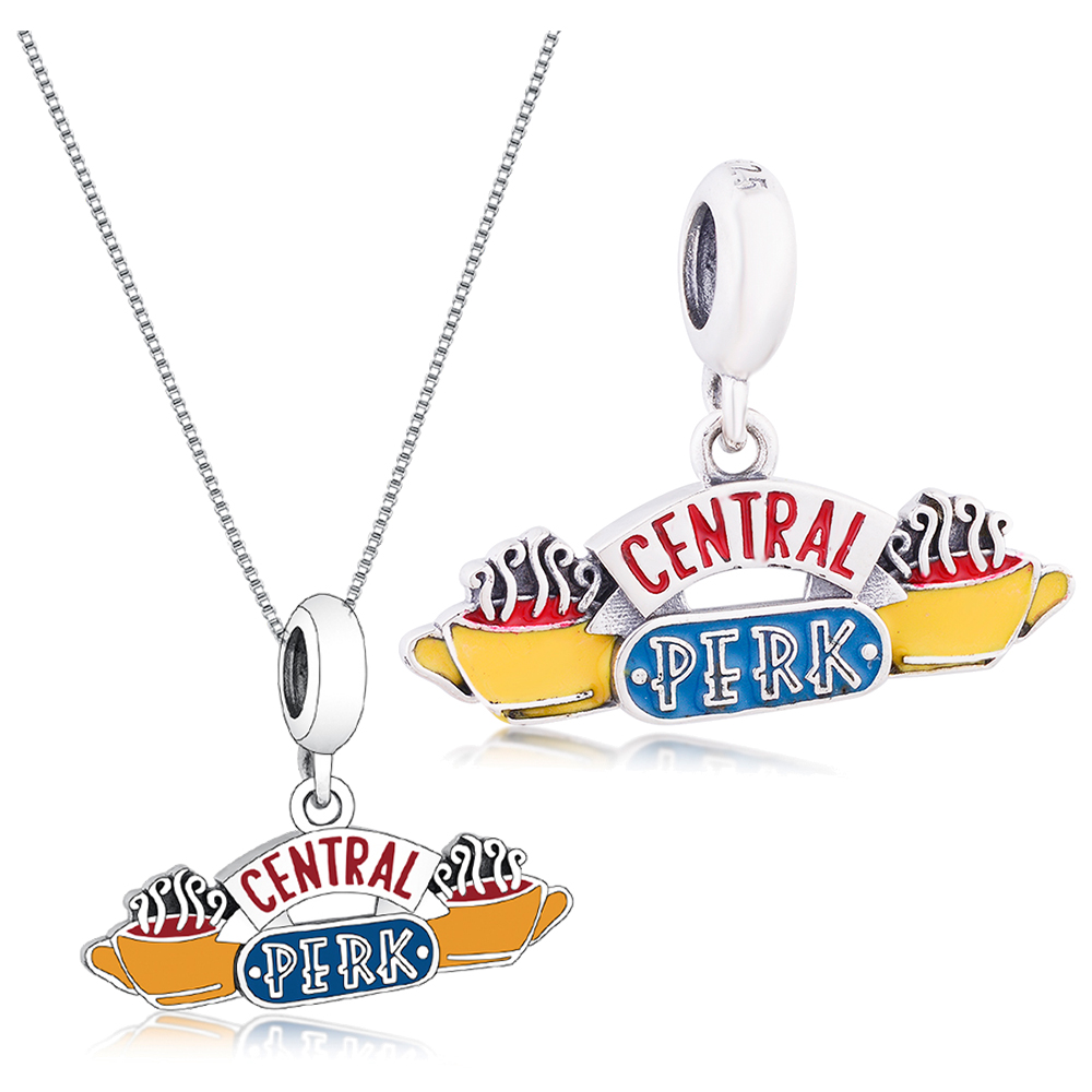 Fit Original Charm Bracelet 925 Sterling Silver Friends Pendant Central Perk Coffee Shop Bead For Making Women Retro Berloque