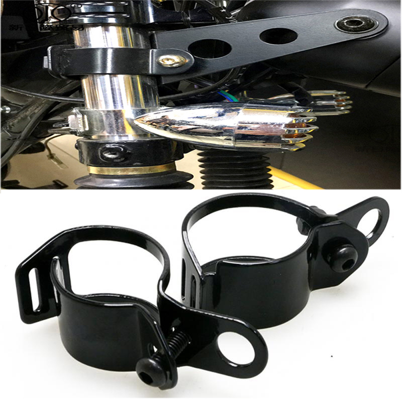 Universal Motorcycle MetalTurn Signal Light Stand Moto Parts Indicator Mount Bracket Clamp For 28-36mm Front Fork Diameter Shock-absorbing Motobike Ki