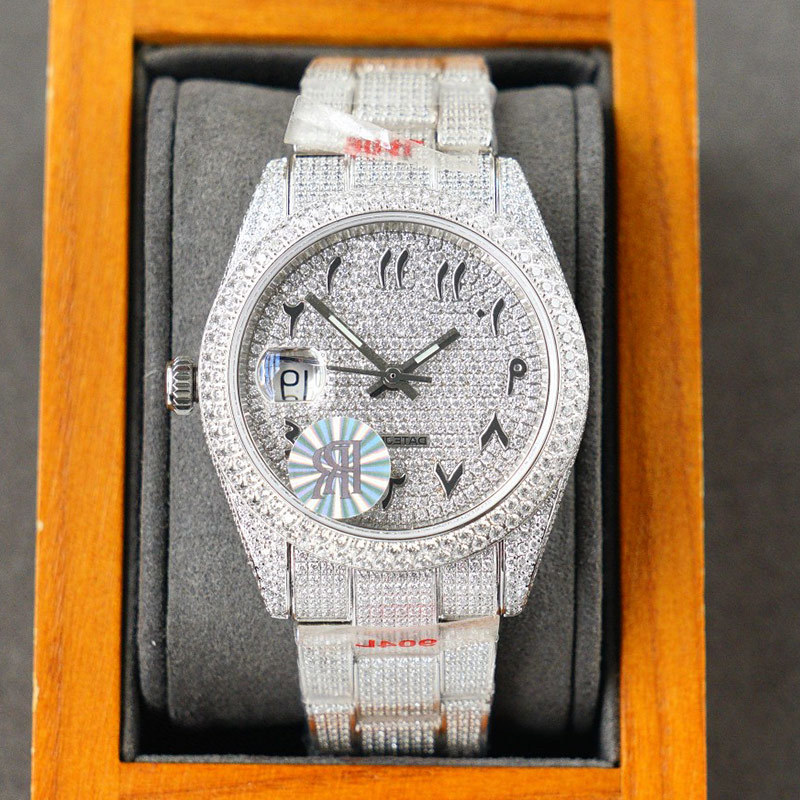 Top Full Diamond Mens Watch 40MM Automatic Mechanical Watches Diamonds Bezel Strap Fashion Wristwatch For Classic Men Designer Wristwatches, Customize
Top Full Diamond Mens Watch 40MM Automatic Mechanical Watches Diamonds Bezel Strap Fashion Wristwatch For Classic Men Designer Wristwatches, Customize