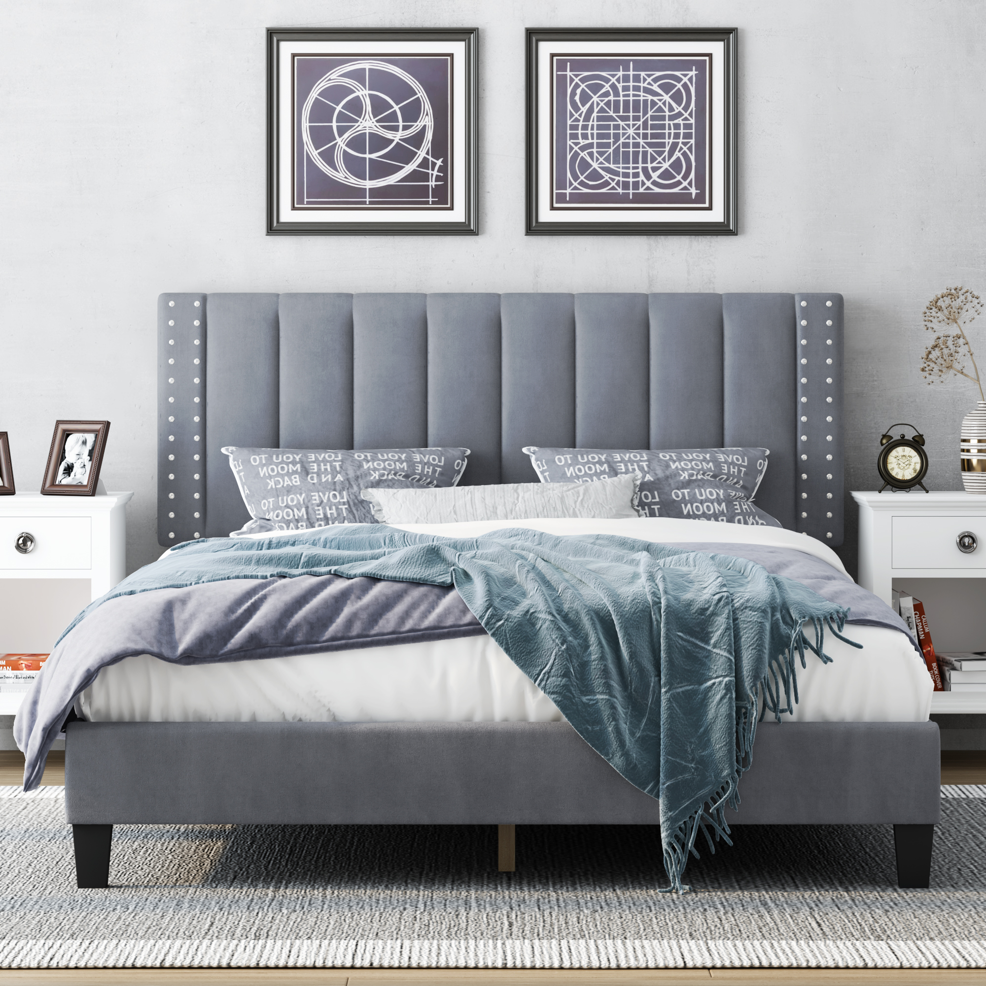 Queen Size Bedframe with Adjustable Headboard, Bedroom Furniture, Beds, Upholstered Platform, Bedstead, Mattress Foundation, Wooden Slats Support
Queen Size Bedframe with Adjustable Headboard, Bedroom Furniture, Beds, Upholstered Platform, Bedstead, Mattress Foundation, Wooden Slats Support