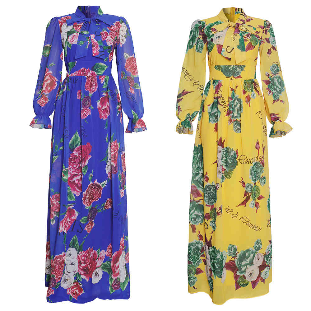 MD Dinner Dresses For Women New African Spring Summer Elegant Gown Flowers Printed Dashiki Long Dress Ladies Clothing 229# 210408