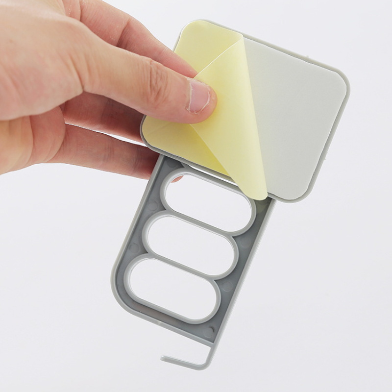Wall Mounted Folding Clothes Hanger Rack 4-Hook Hook Holder Plastic Drying Rack Sticky Closet Organizer Home Storage Rack