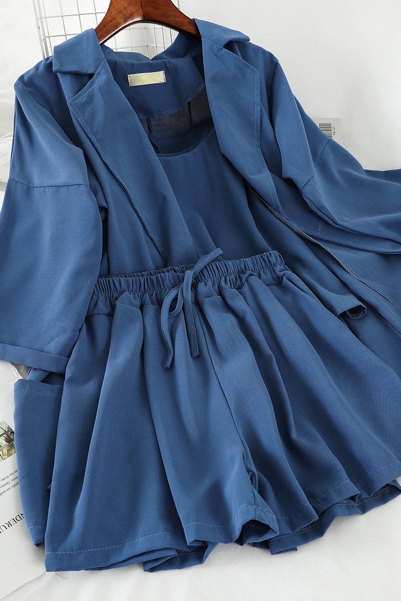 Female Outfits Korean Women Three Piece Sets Spring Summer Blazer Jacket Shorts 3 Pcs Set Woman Elegant Suits Tracksuits Two Dress