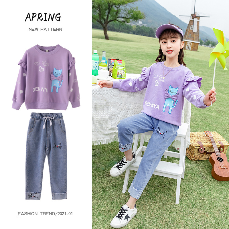 Spring 2021 Toddler Outfits Girl Cute Cat Sweatshirts and Jeans Trousers Ruffle Sleeve Tops Teen Girls Clothing 12 14 Years, White
Spring 2021 Toddler Outfits Girl Cute Cat Sweatshirts and Jeans Trousers Ruffle Sleeve Tops Teen Girls Clothing 12 14 Years, White