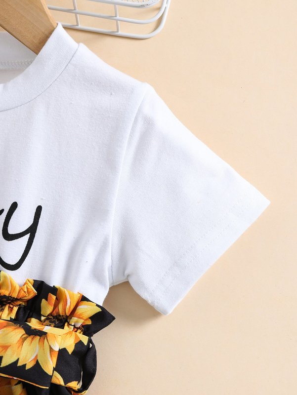 Baby Floral And Letter Graphic 2 In 1 Dress SHE