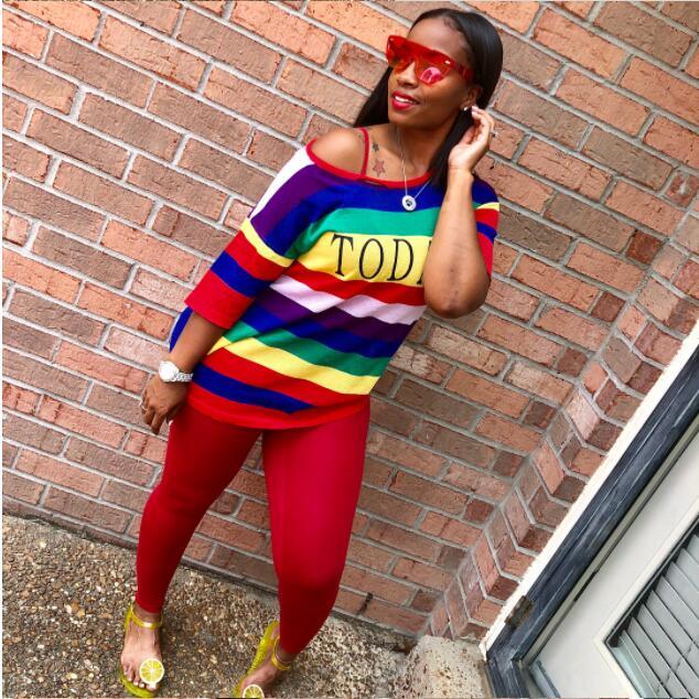 Summer Fashion Striped Women Suits Casual Rainbow Colorful Young Short Sleeve Top Long Pants Slim Elastic Girls 2 Piece Women's Tracksuits, Gray
Summer Fashion Striped Women Suits Casual Rainbow Colorful Young Short Sleeve Top Long Pants Slim Elastic Girls 2 Piece Women's Tracksuits, Gray