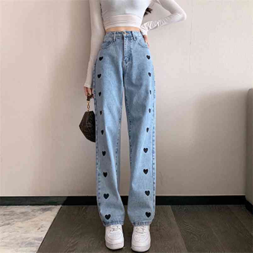 Jeans Women Love Pattern Cowboy Denim Trousers Loose Girls Full Length High Waist All Match Vintage Straight Leisure Streetwears 210708, Vintage blue
Jeans Women Love Pattern Cowboy Denim Trousers Loose Girls Full Length High Waist All Match Vintage Straight Leisure Streetwears 210708, Vintage blue